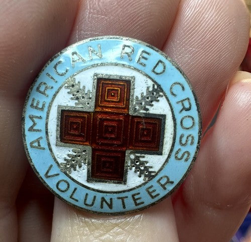 925 Silver - Vintage Antique Enamel American Red Cross Brooch Pin - Canteen