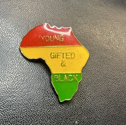 Young Gifted And Black Red Yellow Green Africa-Shaped Pin Button Pinback