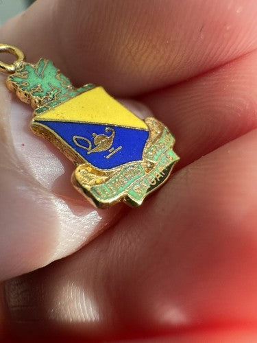 Vintage US Army Chemical Center and School Charm Pendant Gold Tone RARE