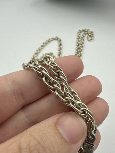 VTG Chunky Silver Chain Link Signed West Germany Aluminum 54" Necklace