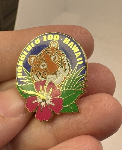 Honolulu Zoo Collectible Lapel Pin Tiger Hibiscus