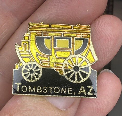 VTG Tombstone Arizona Stagecoach Carriage Wagon AZ Lapel Pin