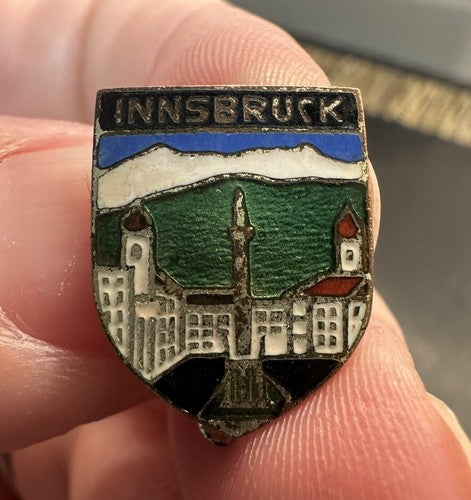 Vintage Innsbruck Austria Souvenir Pin Silver Tone enamel