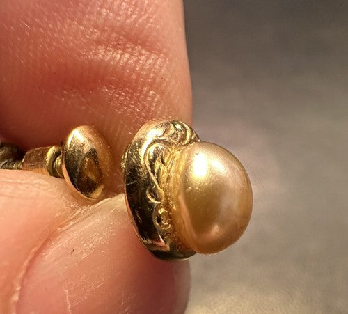 Amco 1/20 12kt Gold Filled ScrewBack Earrings Faux Pearl Art Nouveau Vintage