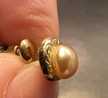 Amco 1/20 12kt Gold Filled ScrewBack Earrings Faux Pearl Art Nouveau Vintage