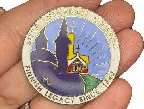 Sitka Lutheran Church Finnish Legacy Since 1840 Pin Vintage & Gold Tone