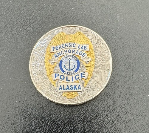 ALASKA AK ANCHORAGE POLICE FORENSIC LAB CHALLENGE COIN - RARE Finger Print Theme