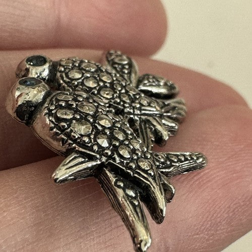 Vintage Avon Marcasite Lovebirds Brooch Pin Bird Rhinestone Love Birds