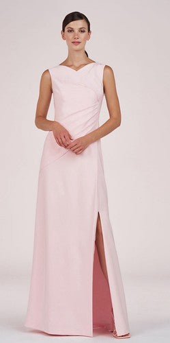 NWT $318 Kay Unger Nicolette Sleeveless Gown Pink Pearl V-Portrait Neck Size 12