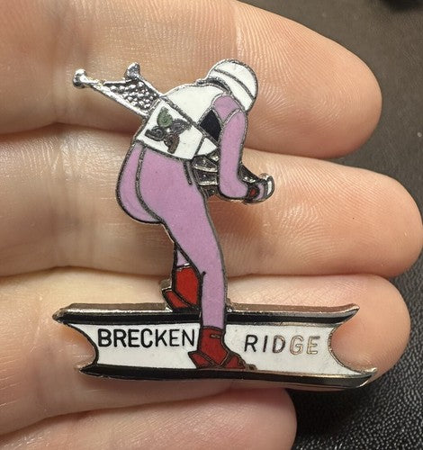 Vtg Breckenridge Colorado Ski Racer Slalom Pin Ski Resort Souvenir Lapel RARE