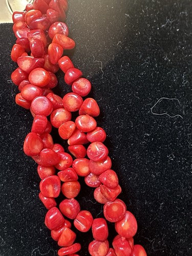 Lucas Lameth LUC 925 Sterling Red Coral Nugget Multi-Strand Necklace 20” 138g