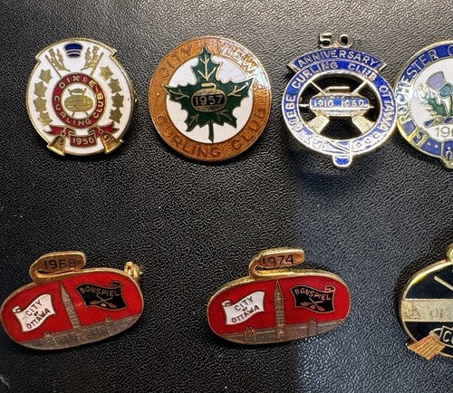 Job Lot 17 Bundle Vintage Curling Club Pin Badges Collection 1950s - 2010s