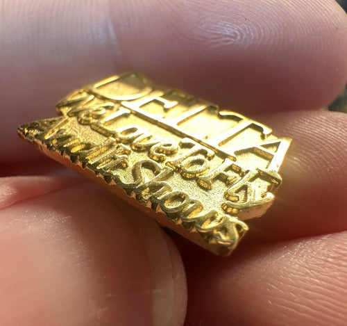 Vintage Delta Air Lines “We Love To Fly And It Shows” 1987 Gold Tone Lapel Pin