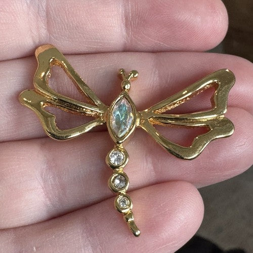 Vintage 1993 Avon Nature's Garden Rhinestone Dragonfly Tack Pin