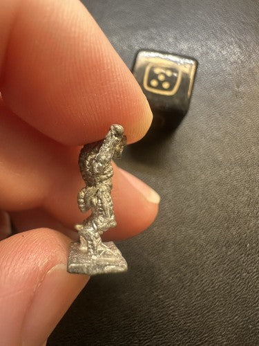 Lot of 4 metal miniatures and 1 Hand Painted Die One Figure Marked 1978