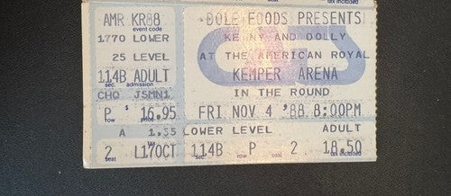 Vintage Lot Of 2 Kenny Rogers & Dolly Parton Concert Tickets Nov 4 1988 KCMO