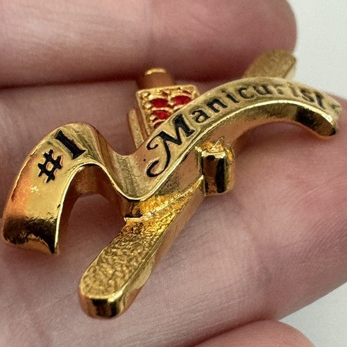 Vintage 1997 Avon #1 Manicurist Banner Nail Polish File Rhinestone Tack Pin Tech