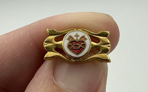 Vintage Pin Small Sacred Heart Of Jesus Christian Art Nouveau