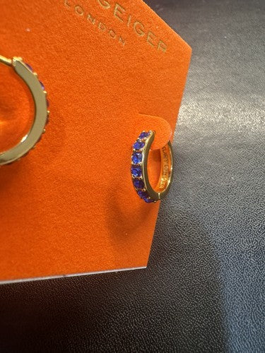 Kurt Geiger London Blue Round Leverback Earrings Be Kind $48 Gold Huggie Hoops