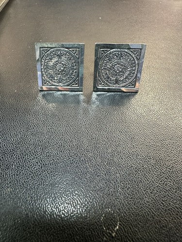 PLAFINA OF TAXCO 925 STERLING SILVER AZTEC MAYA DESIGN CUFFLINKS