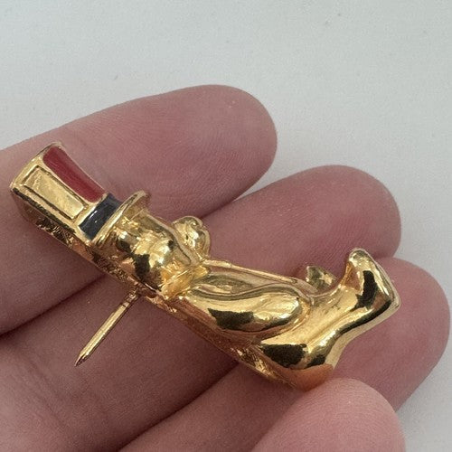 Vintage Avon Patriotic Teddy Bear Lapel Pin Red White Blue Uncle Sam July 4th