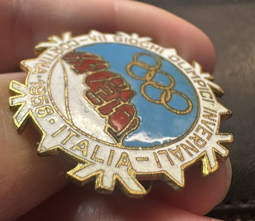 1956 Cortina Olympic Badge Pin - VII Giochi Olimpici Invernali Italia Italy