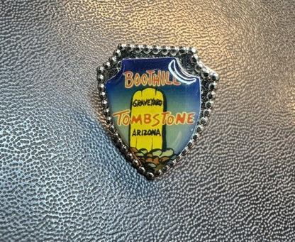 Vintage Boot Hill Graveyard Cemetery Pin Tombstone Arizona Souvenir Tourist