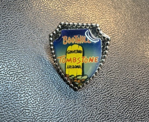 Vintage Boot Hill Graveyard Cemetery Pin Tombstone Arizona Souvenir Tourist