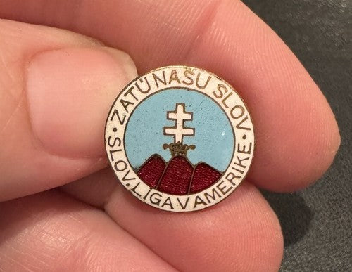 Antique Slovak League Of America Group Organization Pin Pinback Screwback In
