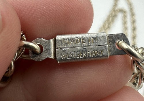 VTG Chunky Silver Chain Link Signed West Germany Aluminum 54" Necklace