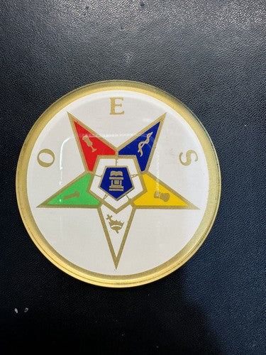 VTG OES Lucite Car Emblem Badge - 2.75” Order  Eastern Star Accessory - Unused