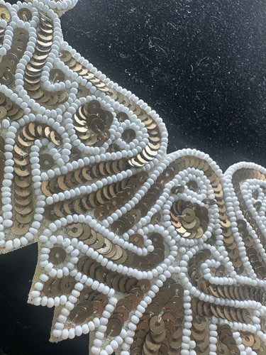 Kenneth Jay Lane Sequin Seed Bead White Gold Tone Adjustable Necklace