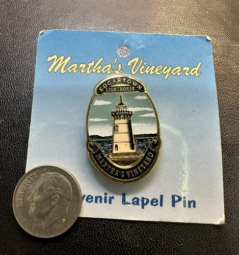 Edgartown Lighthouse Lapel Pin Badge Marthas Vineyard Vintage Cape Cod MA Beach