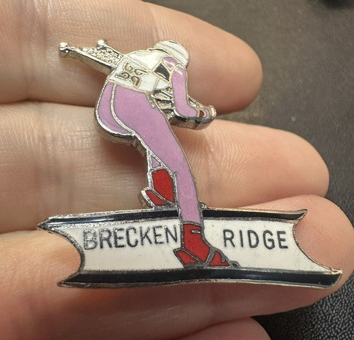 Vtg Breckenridge Colorado Ski Racer Slalom Pin Ski Resort Souvenir Lapel RARE