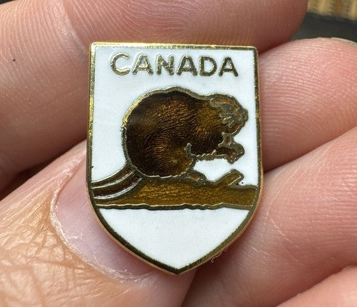 Canada Beaver Enamel Shield Pin Lapel