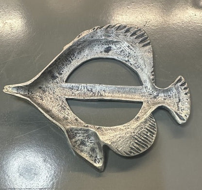 Unique Vintage Pewter Fish Figural Scarf Sash Slide Estate Belt