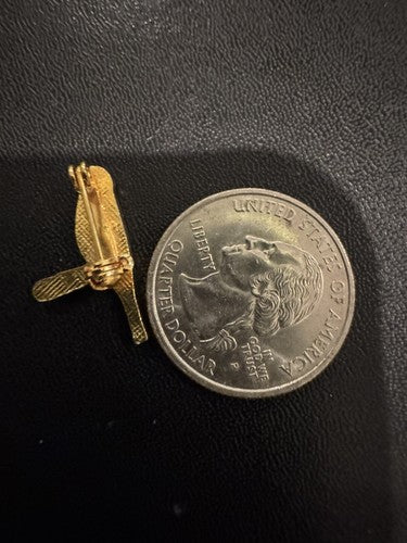 Vintage Yellow Canary on a Perch Bird Brooch Pin Lightweight Metal Enamel Tiny!