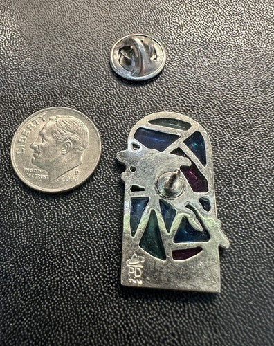 Vintage Catalina Island Pewter Stained Glass Look Travel Souvenir Pin Dolphins