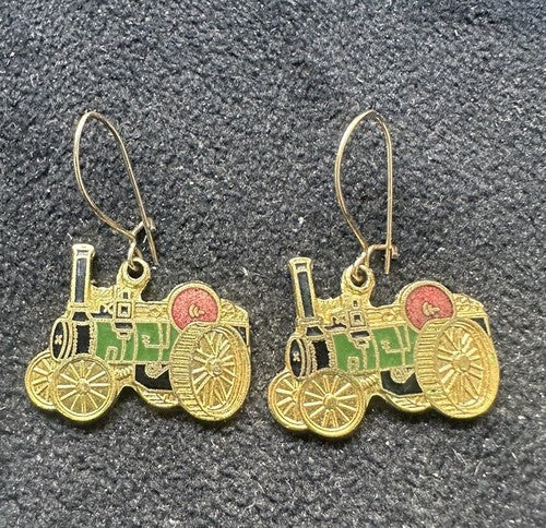 Vintage Fowler Ploughing Engine Traction Engine Steam Earrings