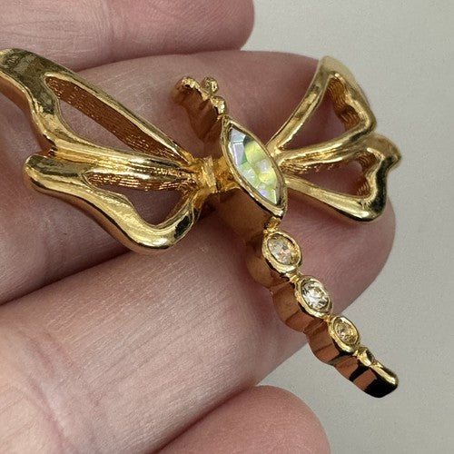 Vintage 1993 Avon Nature's Garden Rhinestone Dragonfly Tack Pin