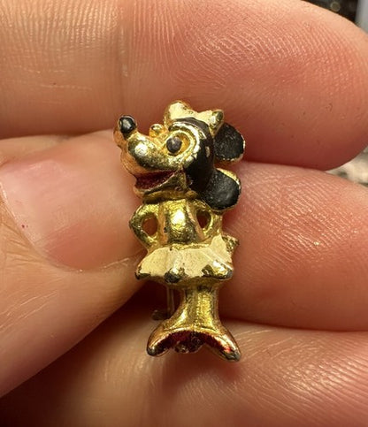 Rare HTF VTG Early Minnie Mouse Walt Disney Pin Brooch Painted Enamel 1940s-50s?