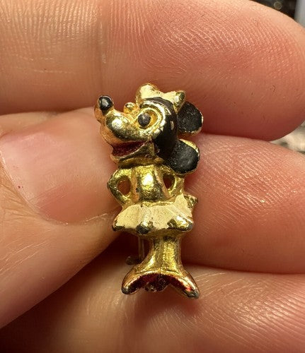 Rare HTF VTG Early Minnie Mouse Walt Disney Pin Brooch Painted Enamel 1940s-50s?