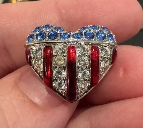 Swarovski Brave Heart American Flag  9/11 Patriotic Commemorative Tack Pin NWT