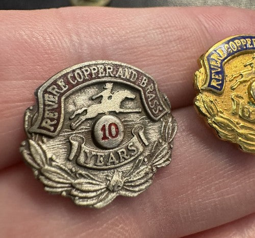 Vtg Revere Copper & Brass 10 and 20 Year Employee  Pins