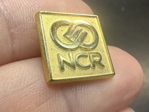 Vintage NCR National Cash Register Gold Tone Tie Tack Pin 1/2"