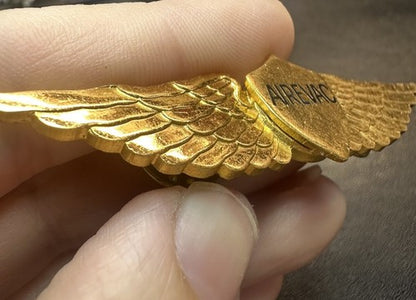 Vintage Flight AIREVAC Crew Member Brass Wings Pin Helicopter Pilot Wings