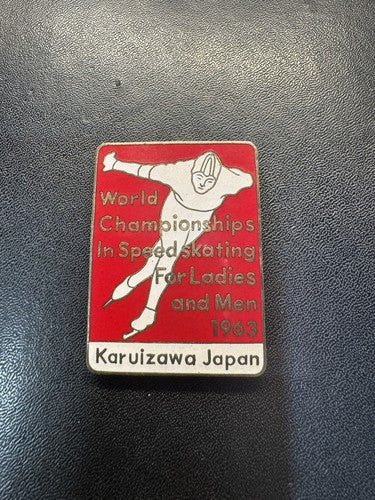 VINTAGE 1963 WORLD CHAMPIONSHIPS IN SPEEDSKATING FOR LADIES AND MEN PIN ENAMEL
