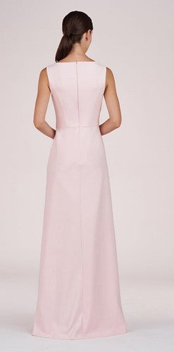 NWT $318 Kay Unger Nicolette Sleeveless Gown Pink Pearl V-Portrait Neck Size 12