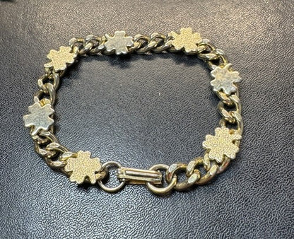 Link Bracelet Clover Shamrock Gold Plated 7 1/4”
