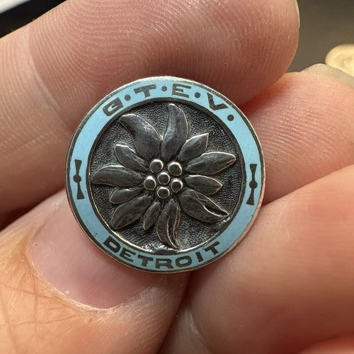 Stunning GTEV Edelweiss Detroit Sterling Silver Membership Pin German G.T.E.V.